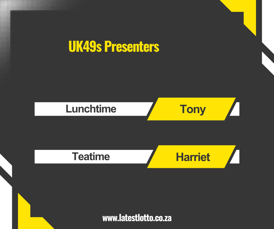 UK49s Presenters: Tony and Harriet team up for the first time this June